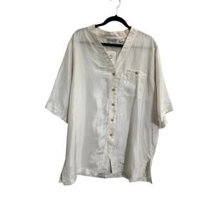 NWT VTG Christie & Jill 100% Pure Silk *FLAWS* Size 2X Ivory Button Tunic #6684
